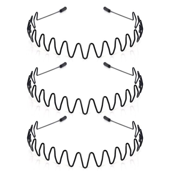 ⚡Men E-New 3pcs Metal Fashion Unisex Wavy Outdoor Simple Elastic Headbands - Picture 1 of 6